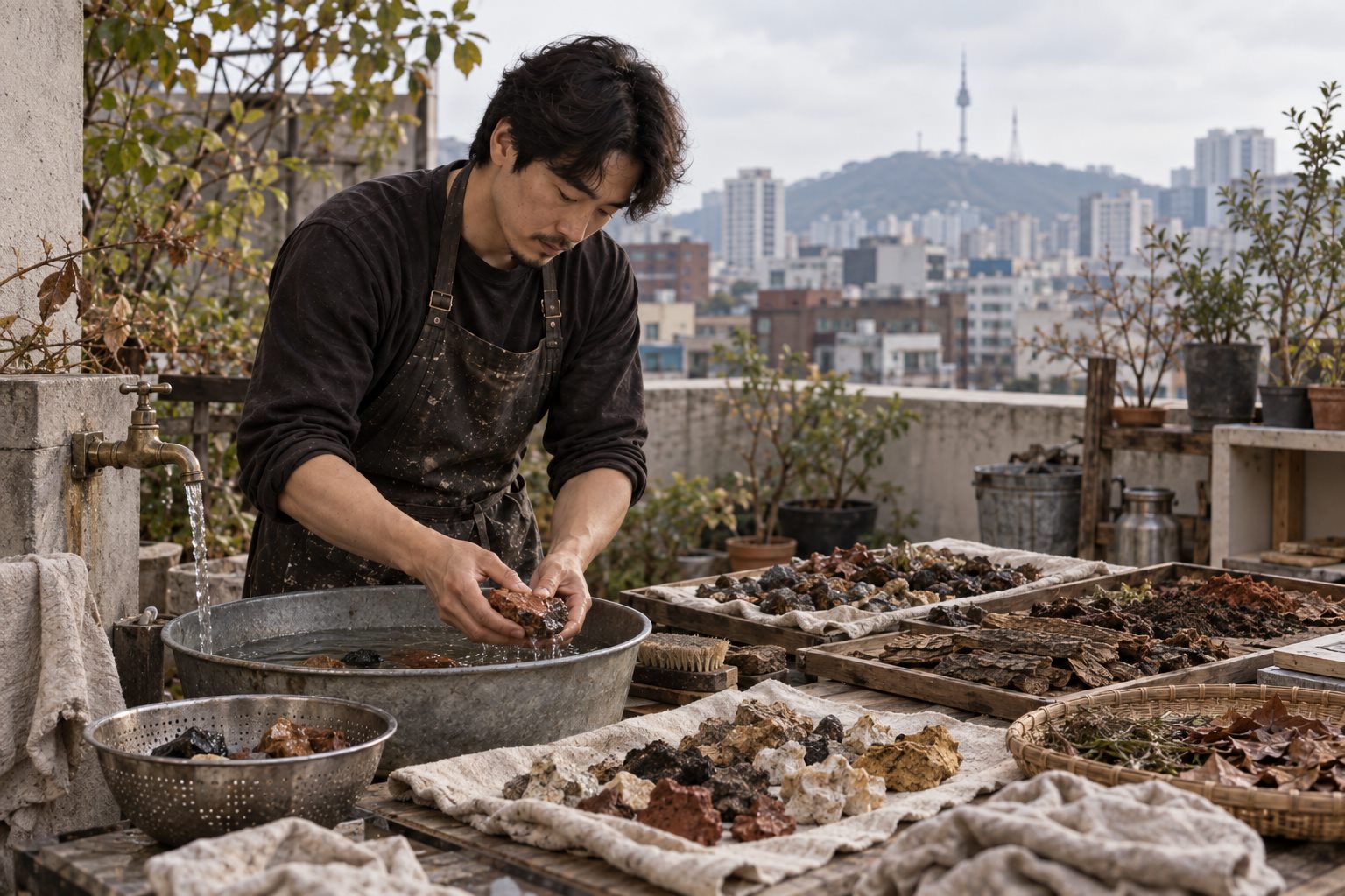 첫 색 섞기